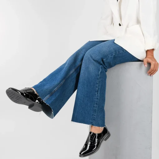 Derbies NOIR Femme Motif Clouté Fermeture éclair