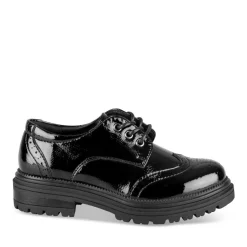 Derbies NOIR Fille Motif Vernis Lacets