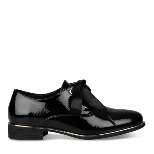 Derbies NOIR Fille Motif Uni Lacets