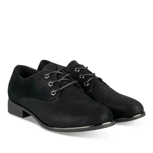 Derbies NOIR Fille Motif Uni Lacets