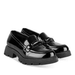 Derbies NOIR Fille Motif Vernis A Enfiler