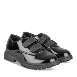 Derbies NOIR Fille Motif Vernis Scratch