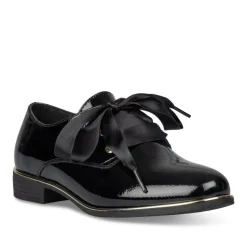 Derbies NOIR Fille Motif Uni Lacets