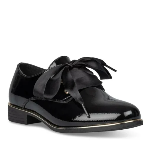 Derbies NOIR Fille Motif Uni Lacets