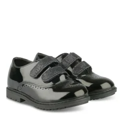 Derbies NOIR Fille Motif Vernis Scratch