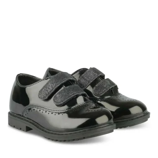 Derbies NOIR Fille Motif Vernis Scratch