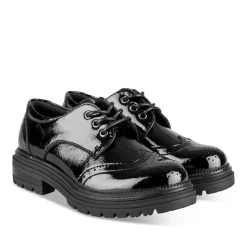 Derbies NOIR Fille Motif Vernis Lacets