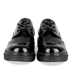 Derbies NOIR Fille Motif Vernis Lacets