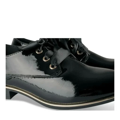 Derbies NOIR Fille Motif Uni Lacets