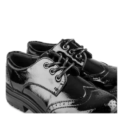 Derbies NOIR Fille Motif Vernis Lacets