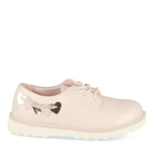 Derbies ROSE Fille Motif Coeurs Lacets