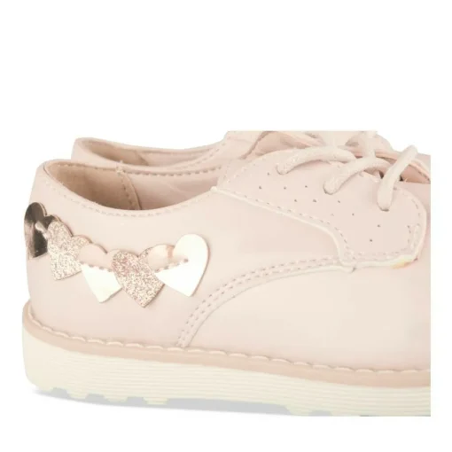 Derbies ROSE Fille Motif Coeurs Lacets