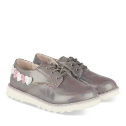 Derbies VIOLET Fille Motif Coeurs Lacets