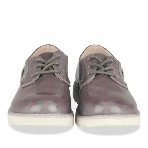 Derbies VIOLET Fille Motif Coeurs Lacets