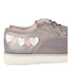 Derbies VIOLET Fille Motif Coeurs Lacets