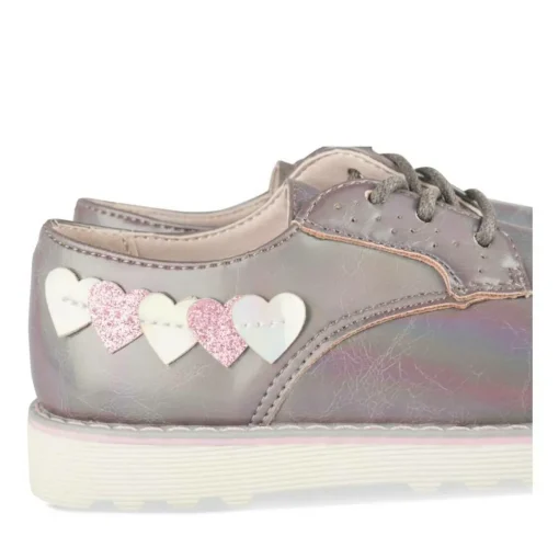 Derbies VIOLET Fille Motif Coeurs Lacets