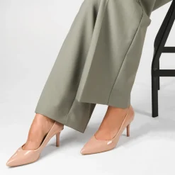 Escarpins Aiguille BEIGE Femme Motif Vernis A Enfiler