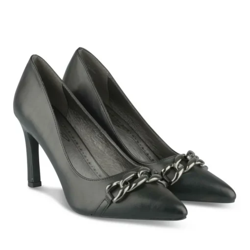 Escarpins Aiguille NOIR Femme Motif Chaîne A Enfiler