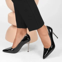 Escarpins Aiguille NOIR Femme Motif Vernis A Enfiler