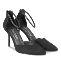 Escarpins Aiguille NOIR Femme Motif Paillettes Fermeture éclair