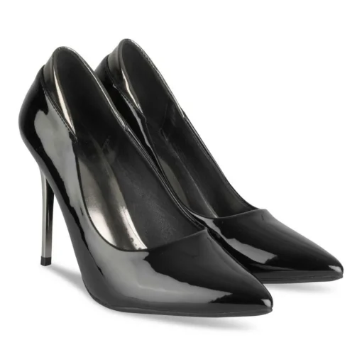 Escarpins Aiguille NOIR Femme Motif Vernis A Enfiler