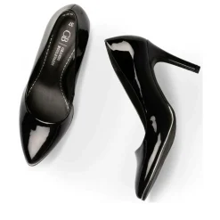 Escarpins Aiguille NOIR Femme Motif Vernis A Enfiler