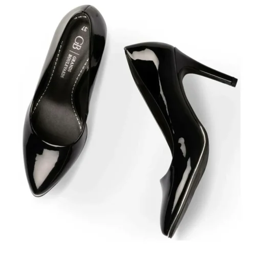 Escarpins Aiguille NOIR Femme Motif Vernis A Enfiler