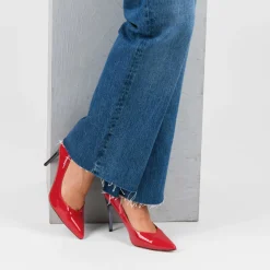Escarpins Aiguille ROUGE Femme Motif Vernis A Enfiler