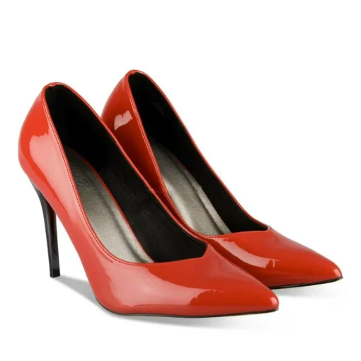 Escarpins Aiguille ROUGE Femme Motif Vernis A Enfiler