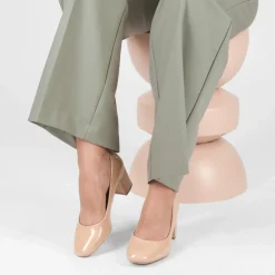 Escarpins Carré BEIGE Femme Motif Vernis A Enfiler