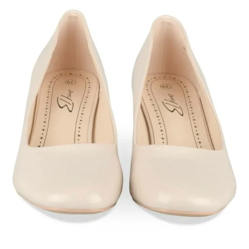 Escarpins Carré BEIGE Femme Motif Vernis A Enfiler