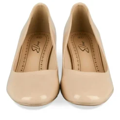 Escarpins Carré BEIGE Femme Motif Vernis A Enfiler