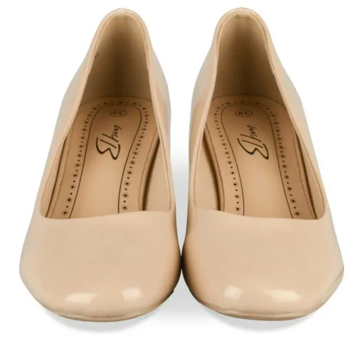 Escarpins Carré BEIGE Femme Motif Vernis A Enfiler