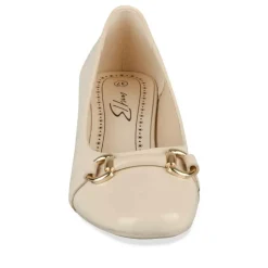 Escarpins Carré BEIGE Femme Motif Chaîne A Enfiler