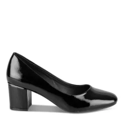 Escarpins Carré NOIR Femme Motif Vernis A Enfiler