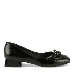 Escarpins Carré NOIR Femme Motif Chaîne A Enfiler