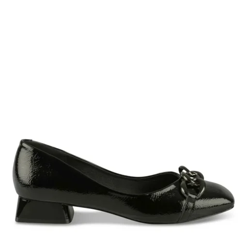Escarpins Carré NOIR Femme Motif Chaîne A Enfiler