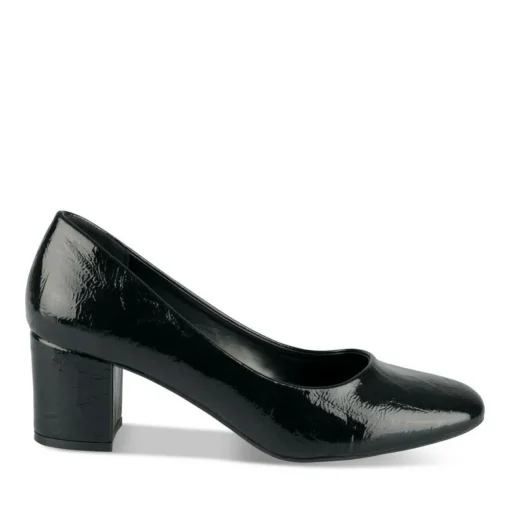 Escarpins Carré NOIR Femme Motif Vernis A Enfiler