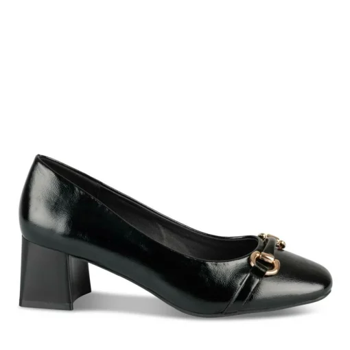 Escarpins Carré NOIR Femme Motif Chaîne A Enfiler