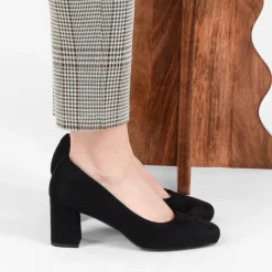 Escarpins Carré NOIR Femme Motif Uni A Enfiler
