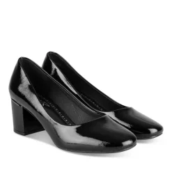 Escarpins Carré NOIR Femme Motif Vernis A Enfiler