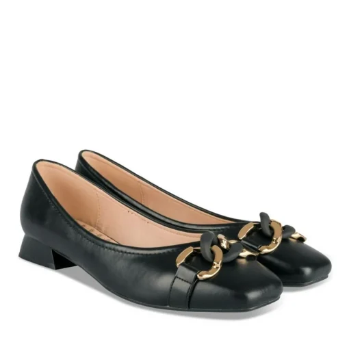 Escarpins Carré NOIR Femme Motif Uni A Enfiler