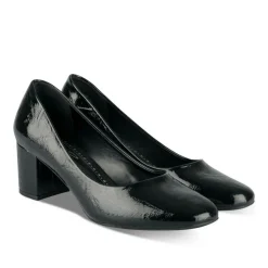 Escarpins Carré NOIR Femme Motif Vernis A Enfiler