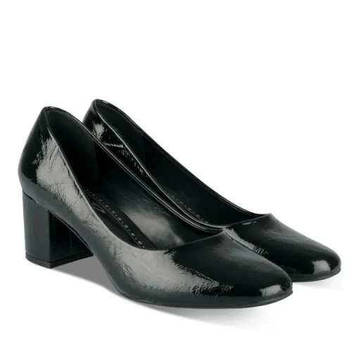 Escarpins Carré NOIR Femme Motif Vernis A Enfiler