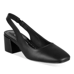 Escarpins Carré NOIR Femme Motif Uni Elastique