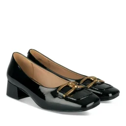 Escarpins Carré NOIR Femme Motif Vernis A Enfiler