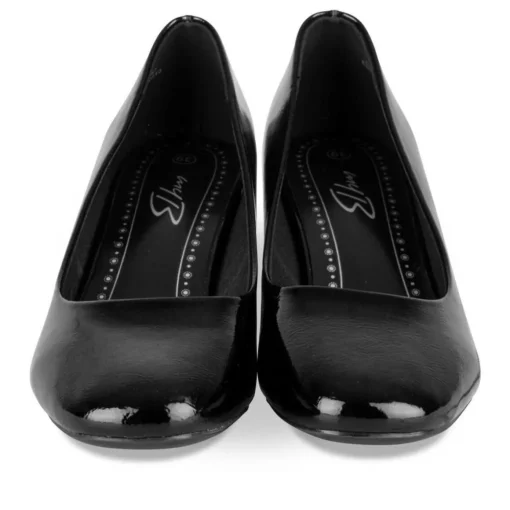 Escarpins Carré NOIR Femme Motif Vernis A Enfiler
