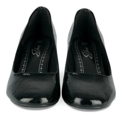 Escarpins Carré NOIR Femme Motif Vernis A Enfiler
