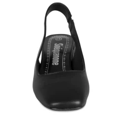 Escarpins Carré NOIR Femme Motif Uni Elastique