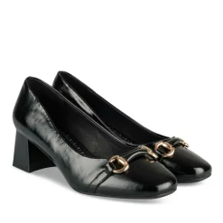 Escarpins Carré NOIR Femme Motif Chaîne A Enfiler